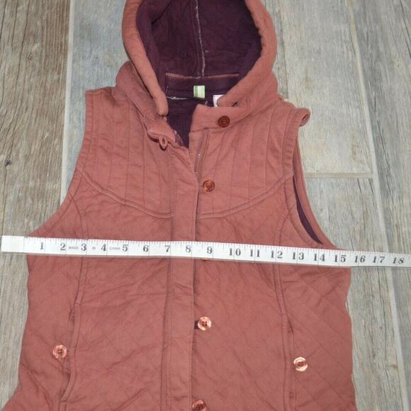 Anthropologie S Rust Quilted Hooded Vest - Picture 6 of 11